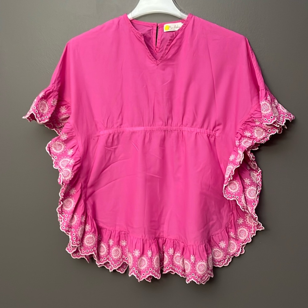 Mini Boden Printed Poncho Kaftan Swim Coverup Lupin Pink - Size 6-7 Girls